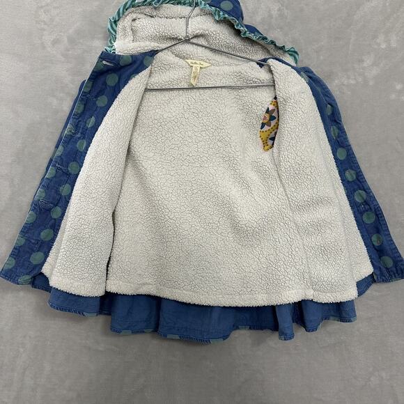 Matilda Jane Polka Dot Corduroy Pea Coat Blue Sherpa Lined Ruffles Girls Size 6 - Picture 9 of 16